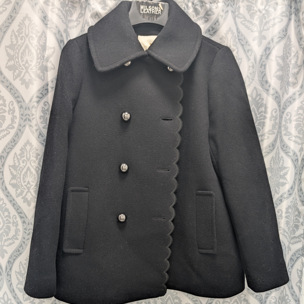 ---SOLD----Kate Spade Black Scalloped Wool Coat